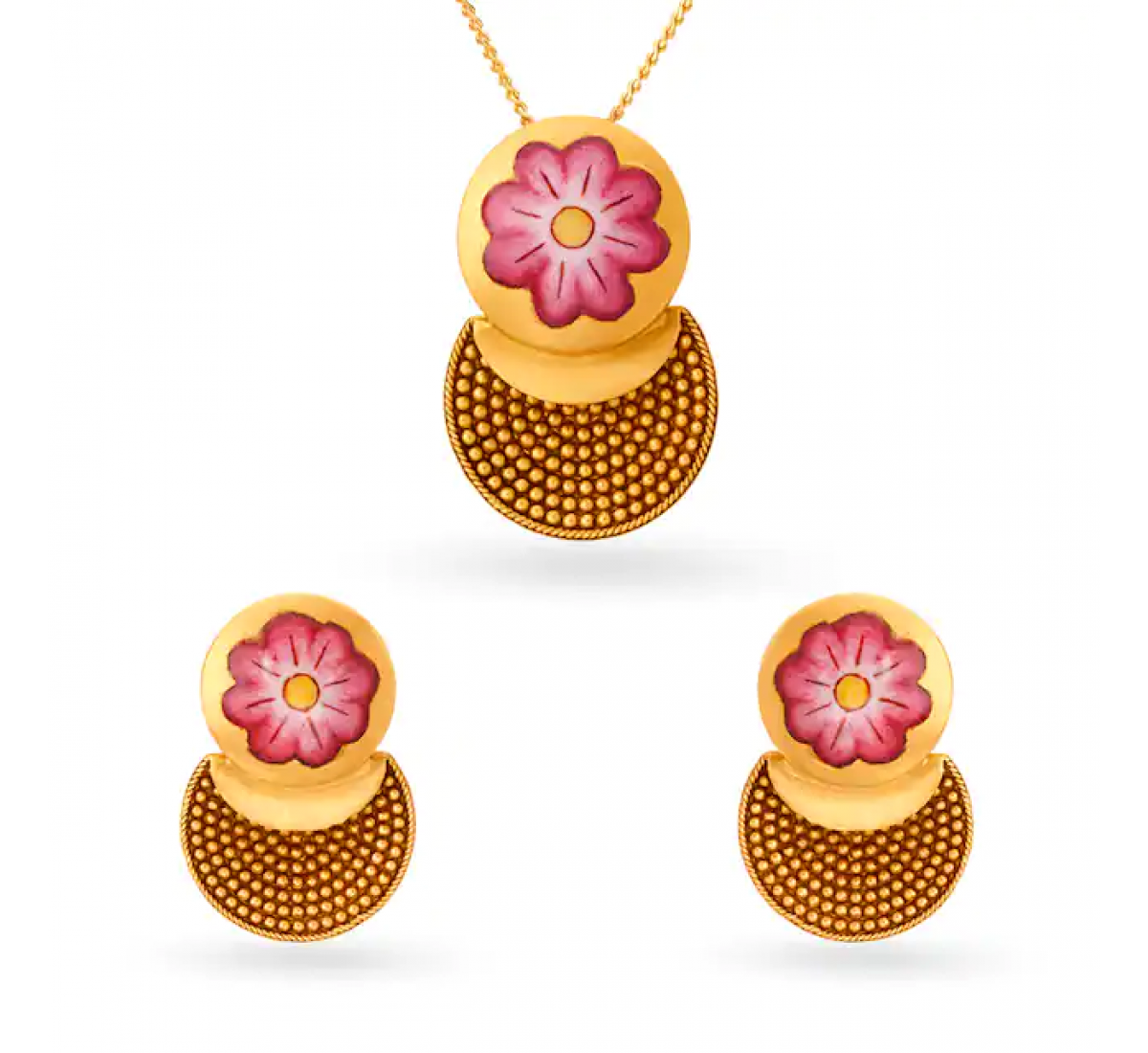 Abstract Eyla Gold Pendant Set