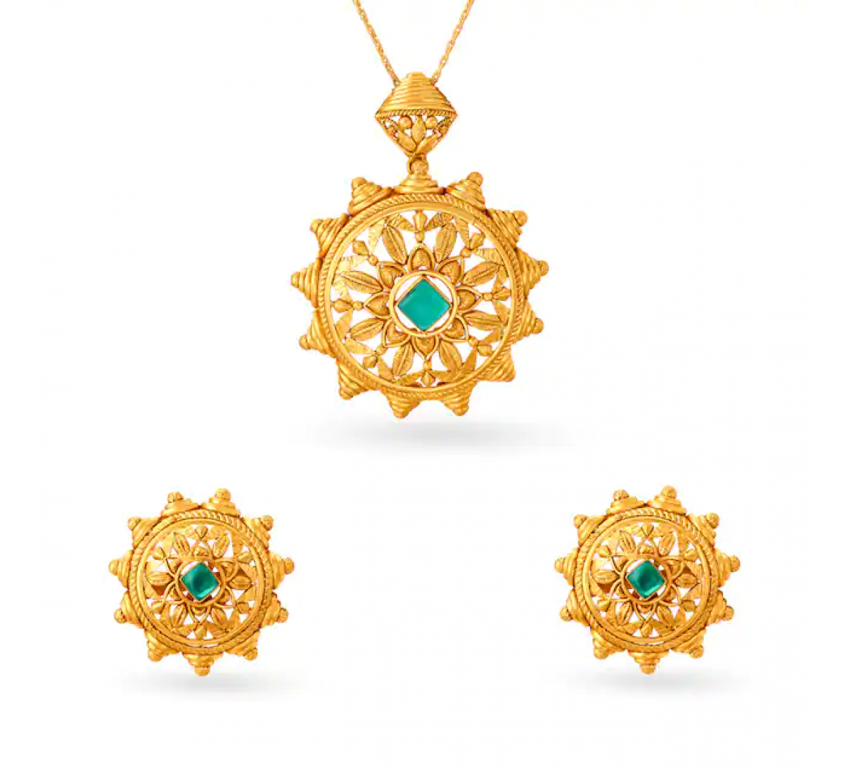 Artsy Floral Gold Pendant Set