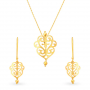 Laser Mesh Gold Pendant Set