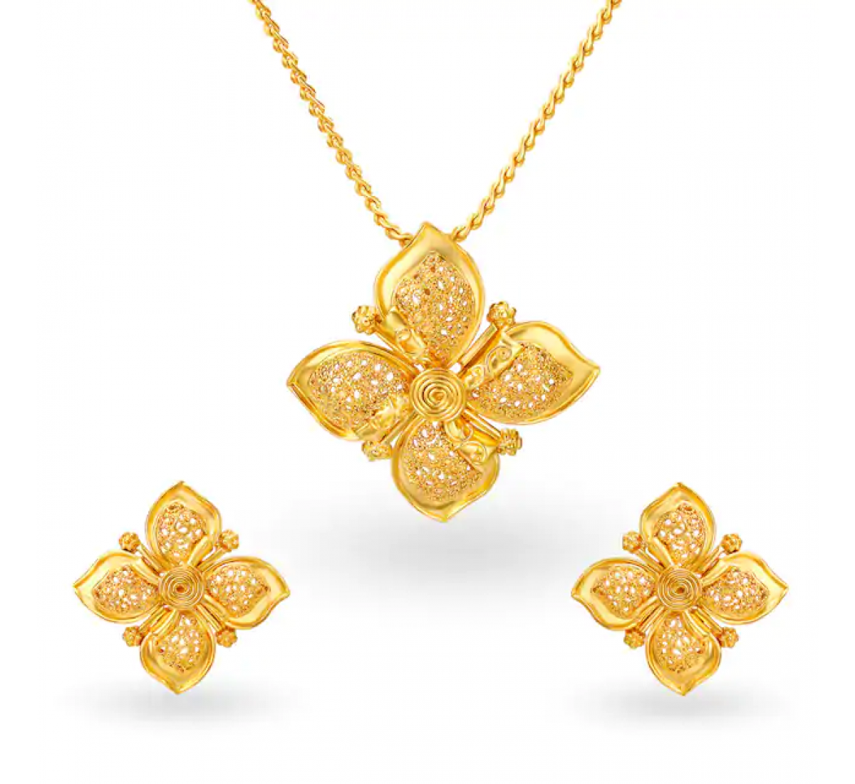 Shashi Floral Gold Pendant Set