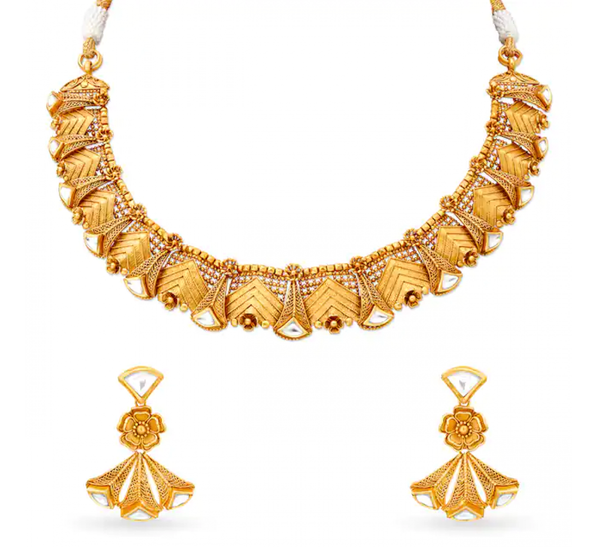 David Floral Gold Necklace Set