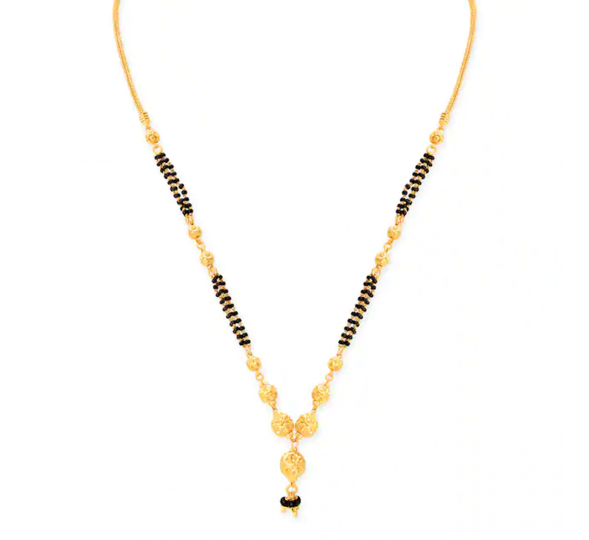 Carved Beads Gold Mangalsutra