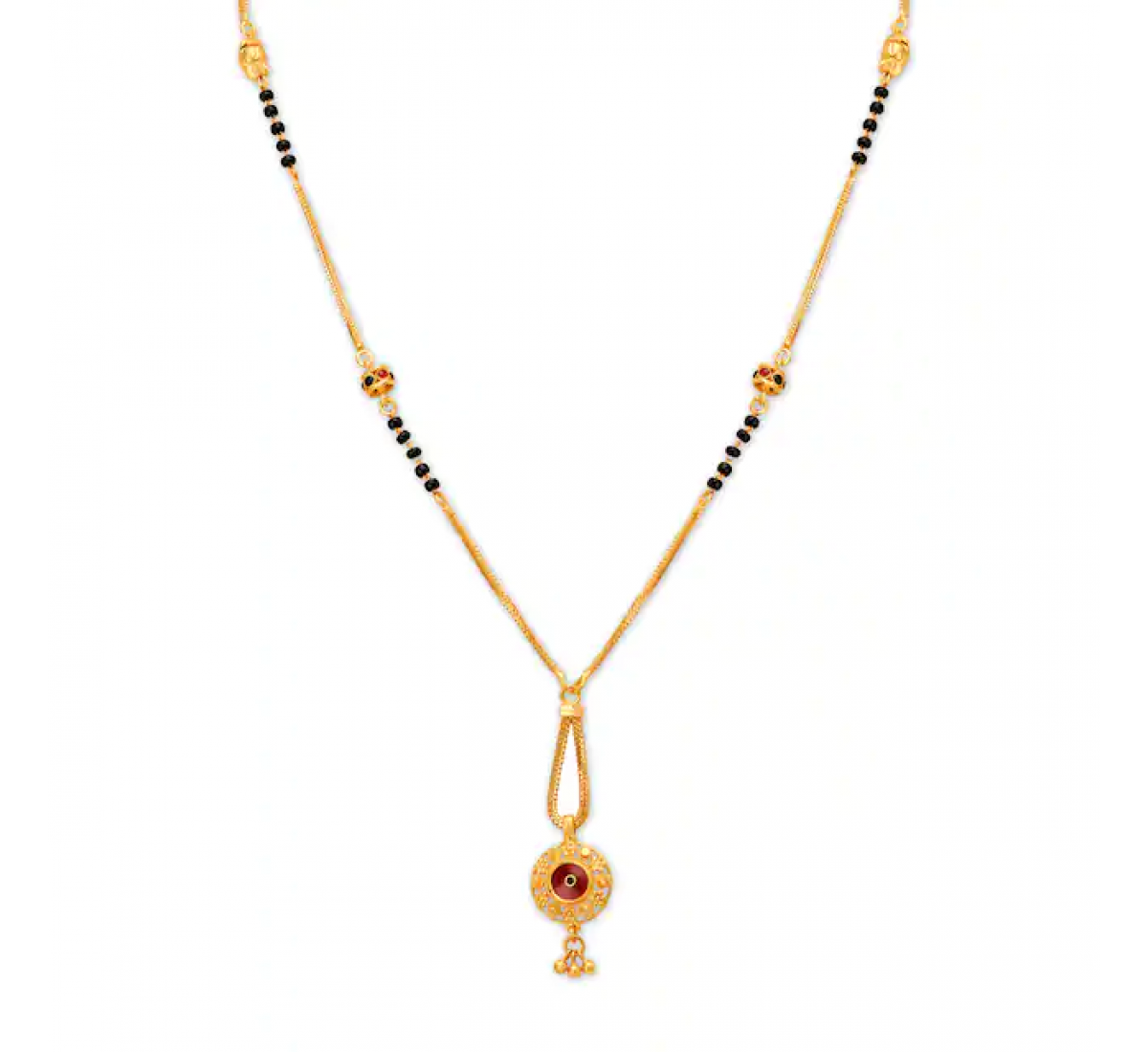 Buy Pink Kempstone Encrusted Gold Tone Silver Mangalsutra Necklace Online  at Jayporecom