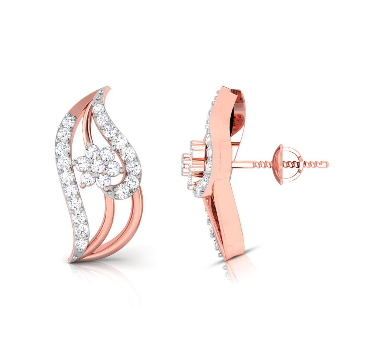 Falling Crest Diamond Earrings