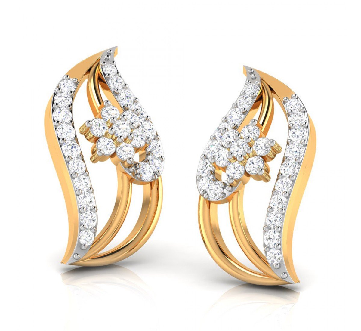 Falling Crest Diamond Earrings