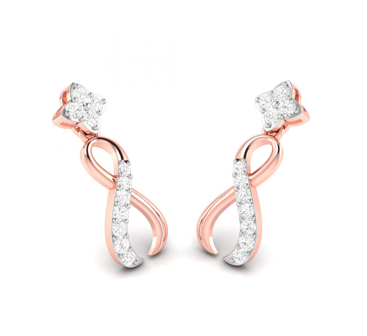 Swirl Drop Diamond Earrings