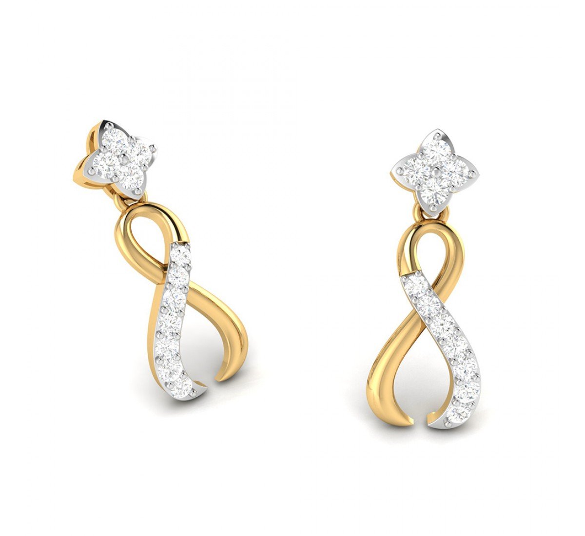 Swirl Drop Diamond Earrings