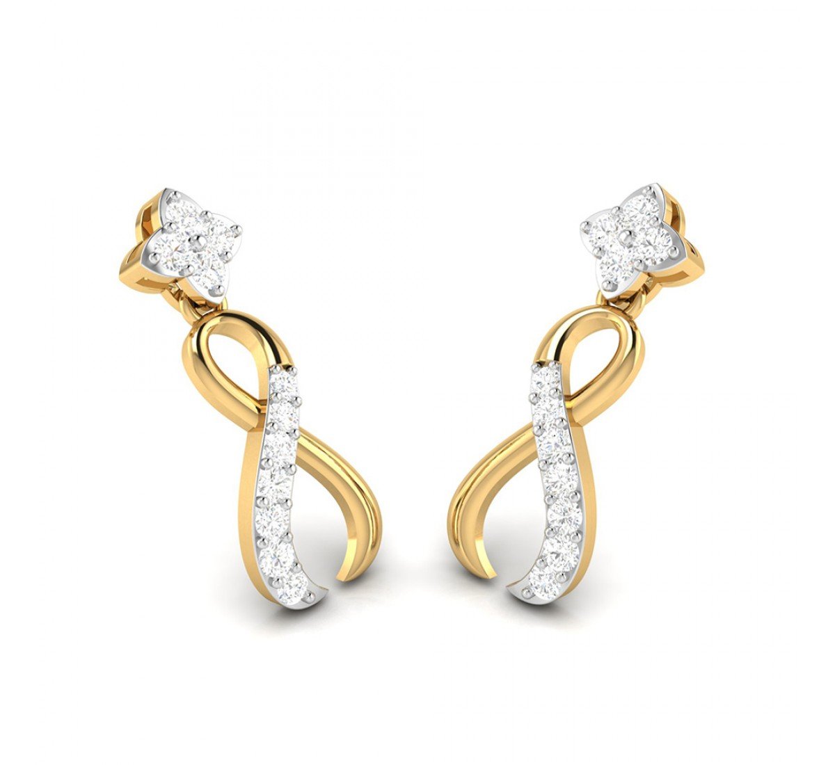 Swirl Drop Diamond Earrings