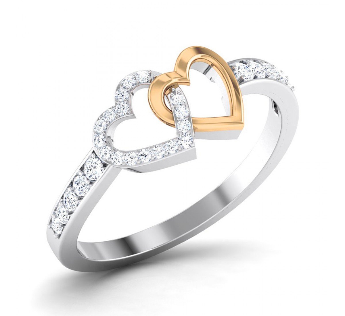 Diamond Gold Silver Infinity Heart Ring